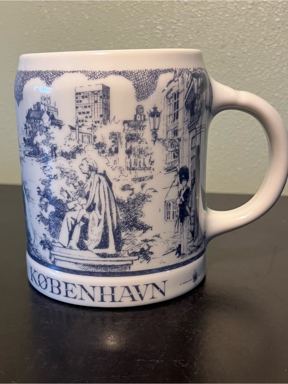 Blue and White Copenhagen Porcelain Mug Keramik Karlslunde Danmark